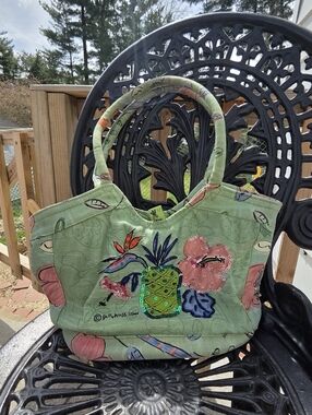 Sally Huss Canvas Floral Pineapple Bag